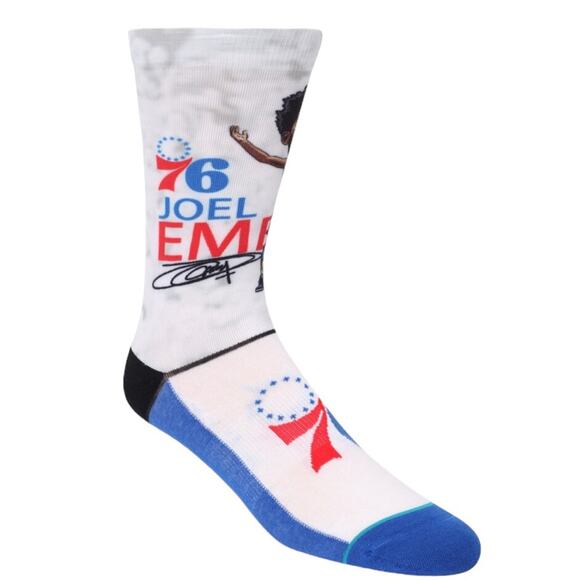 NWT Stance 76ers NBA Basketball Joel Embii Socks Blue White Mens Medium - Picture 10 of 10